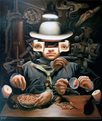 José Luis López Galván, «El contador», óleo sobre tela, 2011.