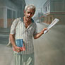 Juan Miguel Suárez, «Vendedor de periódicos», óleo sobre tela, 2007.