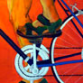 José Miguel Ayala Valdivieso, «Cicleando», óleo sobre tela, 2009
