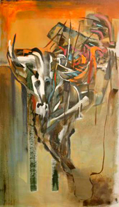 Diego Cano, «La muerte agazapada», óleo sobre tela.
