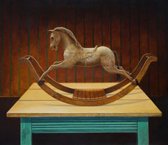 Edgar Soberón, «Infancia», óleo sobre papel montado en madera, 2016.