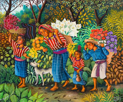 Mario González Chavajay, «Al mercado», óleo sobre tela, 2013.