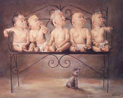 Dorian Flórez Zuleta, «Bebes», óleo sobre tela, 2005.