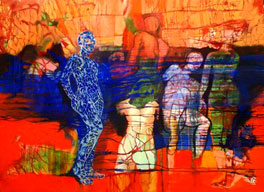 Rosa Tavárez, «Atrapados», óleo sobre tela.