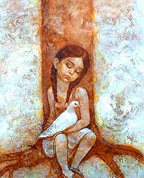 Orlando Yanes, «La niña de la paloma», acrílico sobre tela, 2004.jpg