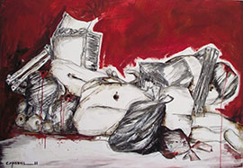Héctor C Massiel, «Acapulco en rojos», óleo sobre tela, 2011.