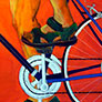 José Miguel Ayala Valdivieso, «Cicleando», óleo sobre tela, 2009.
