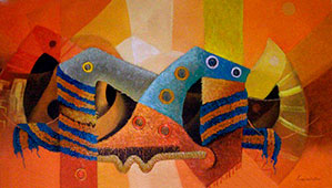 Rafael Arturo Human Quispe, «Vestigios del tiempo», óleo sobre tela, 2011.