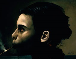 Arturo Rivera, «La fumadora», óleo sobre madera, 2003.