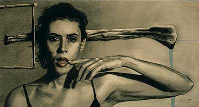 Arturo Rivera, «Soy totalmente batracio», óleo sobre madera, 2001.
