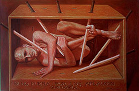 Denis Núñez Rodríguez, «Si no fuera por los aplausos gritaría», óleo sobre tela, 2009.