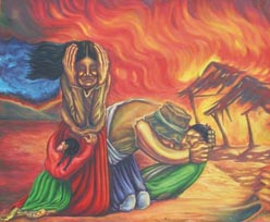 William Huasco Espinoza, «El incendio», óleo sobre tela, 1991.