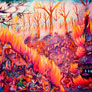 Diego Isaías Hernández Méndez, «Gritos y llantos por incendios forestales», óleo sobre tela, 2003.