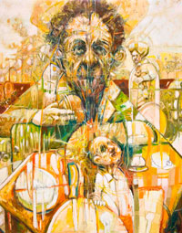 Beto Martínez, «Mesa servida», óleo sobre tela, 2009.